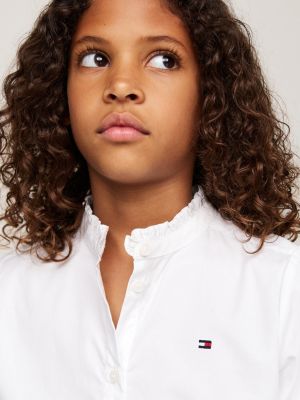 white ruffle collar regular blouse for girls tommy hilfiger