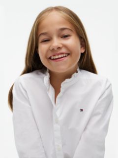 Essential Relaxed Fit Ruffle Poplin Blouse — White 3