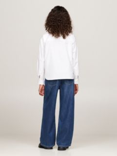 Essential Relaxed Fit Ruffle Poplin Blouse — White 4