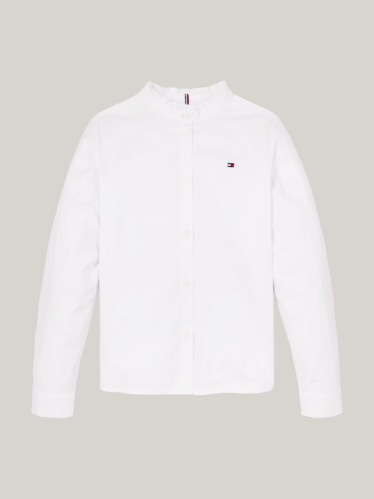 Essential Relaxed Fit Ruffle Poplin Blouse — White