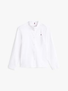 Essential Relaxed Fit Ruffle Poplin Blouse — White 7
