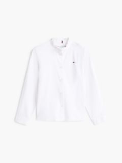 Essential Relaxed Fit Ruffle Poplin Blouse — White 8