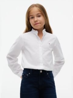 Essential Relaxed Fit Ruffle Poplin Blouse — White 1