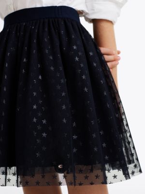 blue metallic star tulle skirt for girls tommy hilfiger