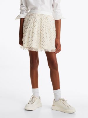 beige metallic star tulle skirt for girls tommy hilfiger