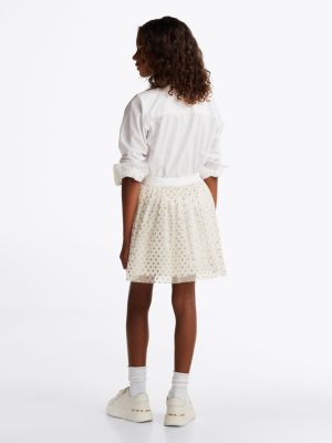 beige metallic star tulle skirt for girls tommy hilfiger