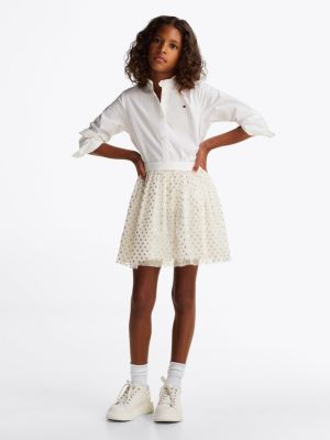 beige metallic star tulle skirt for girls tommy hilfiger