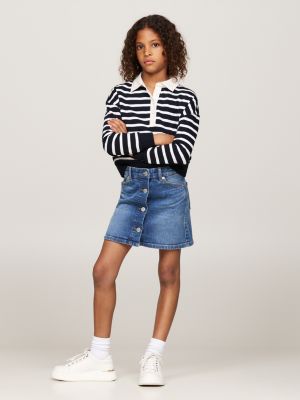 blauw a-line denim rok met knoopsluiting voor meisjes - tommy hilfiger