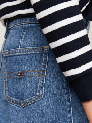 blue button-thru denim a-line skirt for girls tommy hilfiger