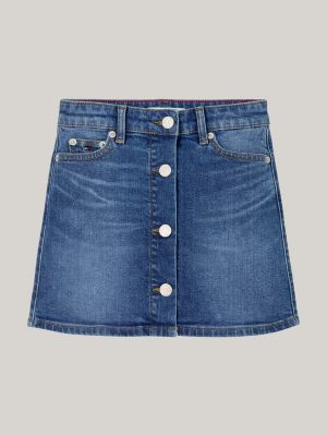 blauw a-line denim rok met knoopsluiting voor meisjes - tommy hilfiger