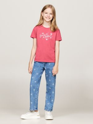 pink logo t-shirt for girls tommy hilfiger