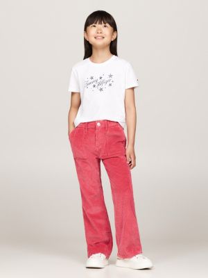 white logo t-shirt for girls tommy hilfiger