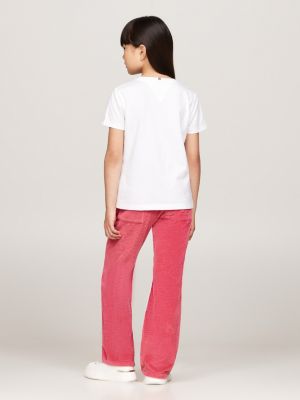 white logo t-shirt for girls tommy hilfiger