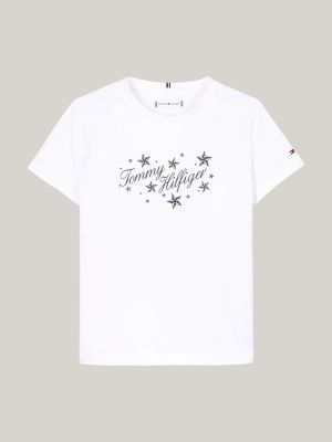 t-shirt con logo in corsivo bianco da bambine tommy hilfiger