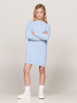 blau essential relaxed fit sweatshirt-kleid für mädchen - tommy hilfiger