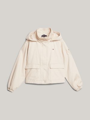 giacca a vento relaxed fit in twill beige da bambine tommy hilfiger