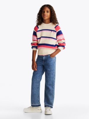 beige raglan bishop sleeve jumper for girls tommy hilfiger