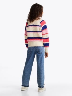 beige raglan bishop sleeve jumper for girls tommy hilfiger