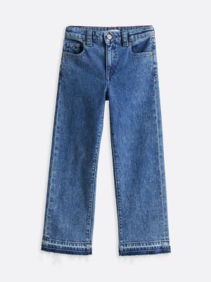 blue girlfriend straight raw hem jeans for girls tommy hilfiger