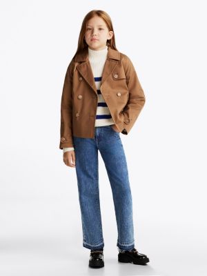 jean girlfriend droit à ourlets effilochés blue pour filles tommy hilfiger