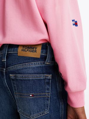 jeans larghi dark wash blu da bambine tommy hilfiger