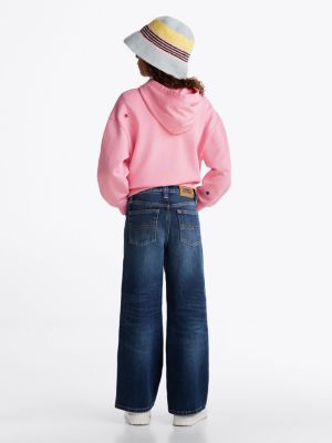 blue dark wash wide leg jeans for girls tommy hilfiger