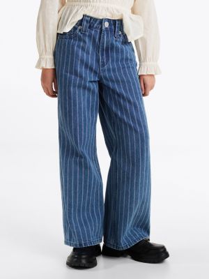 blue stripe wide leg jeans for girls tommy hilfiger