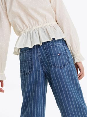 blau gestreifte jeans mit weitem bein für mädchen - tommy hilfiger