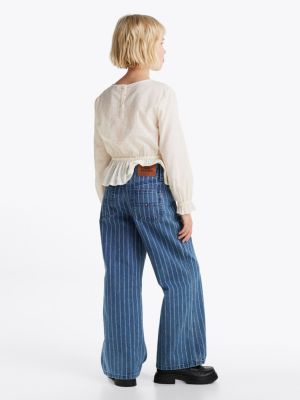 blue stripe wide leg jeans for girls tommy hilfiger