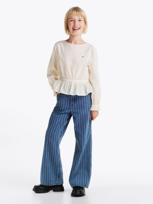 blue stripe wide leg jeans for girls tommy hilfiger