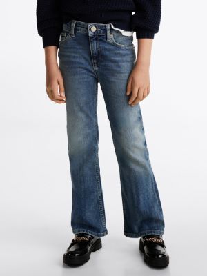 jean bootcut évasé vintage à effet délavé bleu pour filles tommy hilfiger