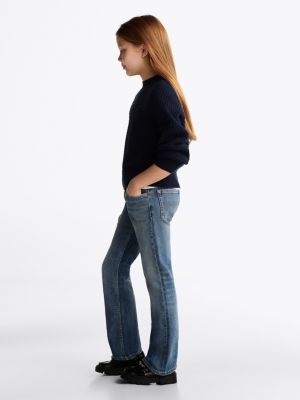 jean bootcut évasé vintage à effet délavé bleu pour filles tommy hilfiger