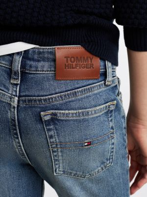 jean bootcut évasé vintage à effet délavé bleu pour filles tommy hilfiger