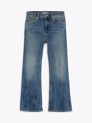 jean bootcut évasé vintage à effet délavé bleu pour filles tommy hilfiger