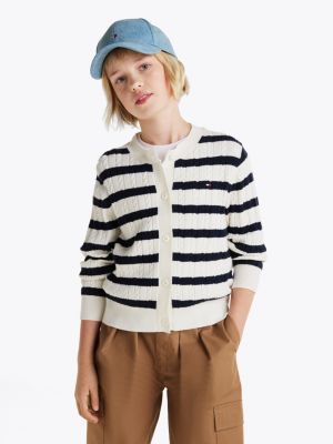 cardigan en mini maille torsadée multi pour filles tommy hilfiger