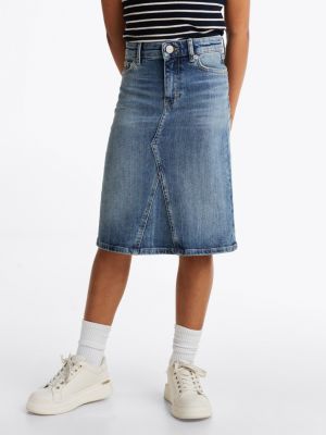 gonna midi in denim vintage wash blu da bambine tommy hilfiger