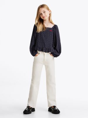 blouse à motif étoiles et dos froncé bleu pour filles tommy hilfiger