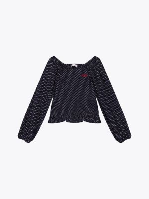 blouse à motif étoiles et dos froncé bleu pour filles tommy hilfiger