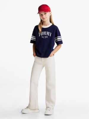 multi colour-blocked crew neck t-shirt for girls tommy hilfiger