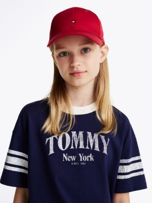 camiseta color block con cuello redondo multicolor de niñas tommy hilfiger