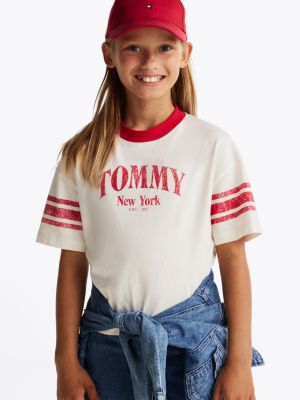 multi colour-blocked crew neck t-shirt for girls tommy hilfiger