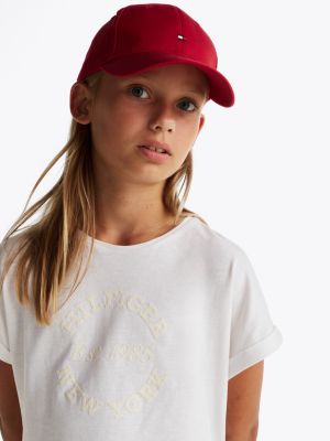 grau relaxed fit rundhals-t-shirt mit logo für mädchen - tommy hilfiger