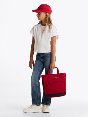 grau relaxed fit rundhals-t-shirt mit logo für mädchen - tommy hilfiger