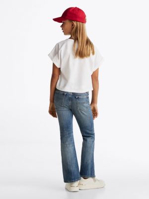 grau relaxed fit rundhals-t-shirt mit logo für mädchen - tommy hilfiger