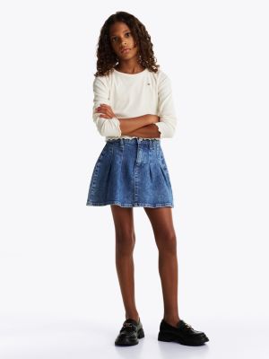 white textured extra slim long sleeve top for girls tommy hilfiger