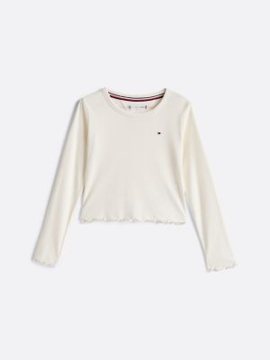 white textured extra slim long sleeve top for girls tommy hilfiger