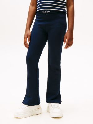 blau varsity ausgestellte skinny fit leggings für mädchen - tommy hilfiger