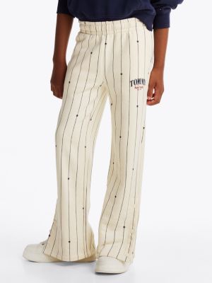 beige varsity stripe joggers for girls tommy hilfiger