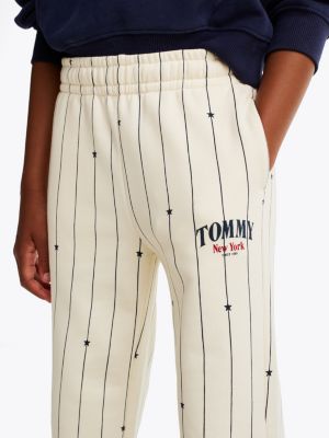 joggers varsity a righe beige da bambine tommy hilfiger