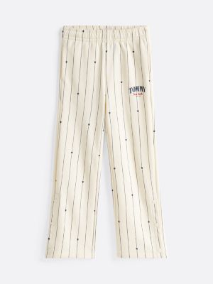 joggers varsity a righe beige da bambine tommy hilfiger